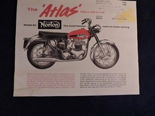 Vintage 1960's Norton Atlas 750cc Twin Engine Motorcycle Dealer 8x10 Brochure