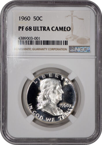 1960 Proof Franklin Half Dollar 50c NGC PF68 ULTRA CAMEO - Super Clean!