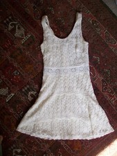 Urban Outfitters UO Wildflower Lacy A-line Mini Dress Ivory Tiered lined small