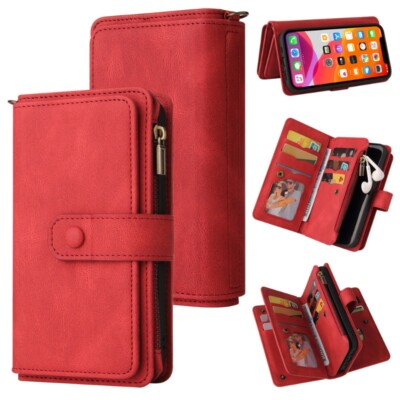 Fr iPhone 17 16 15 14 13 Pro Max 8 Plus Flip Leather Case Zip Wallet Purse Cover