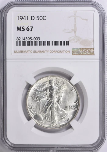 1941-D Walking Liberty Half Dollar 50C NGC MS-67 Free Shipping w/ Full Insurance
