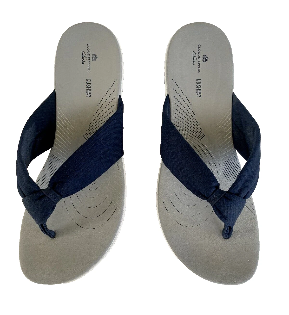 Sandali infradito donna Clarks Arla Glison Cloudsteppers taglia 10 M blu navy e grigio