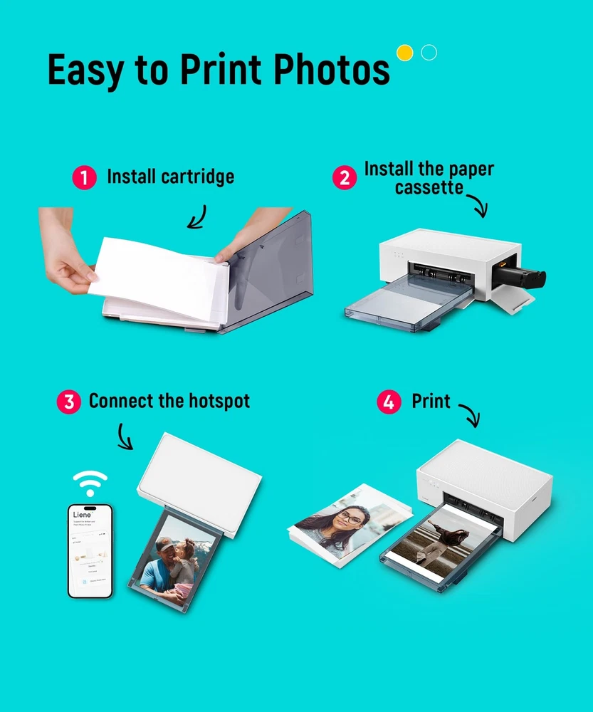 4x6 Wi-Fi Photo Printer with 20 Sheets Full-Color Instant iPhone Printing 4x6 Wi-Fi Photo Printer with 20 Sheets Full-Color Instant iPhone Printing