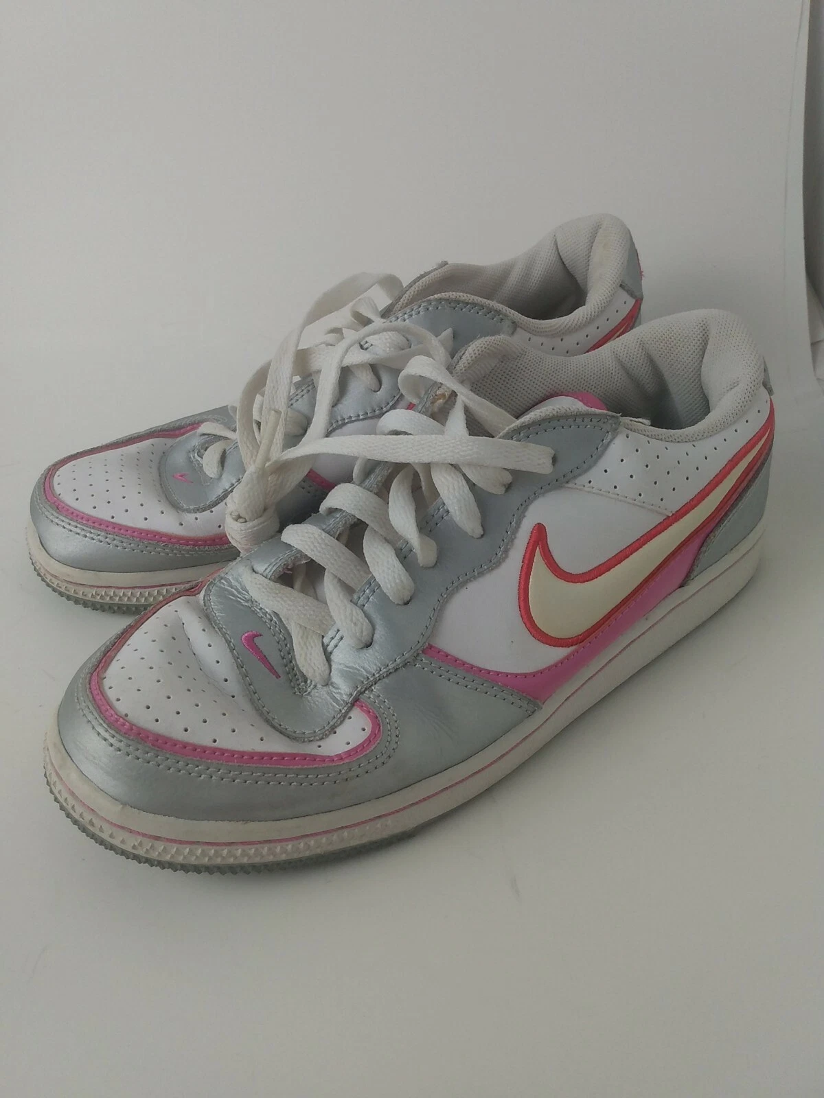 Nike Air Force 1 '07 Ragazze Taglia 6Y Bianco Rosa Argento Low Top Vintage
