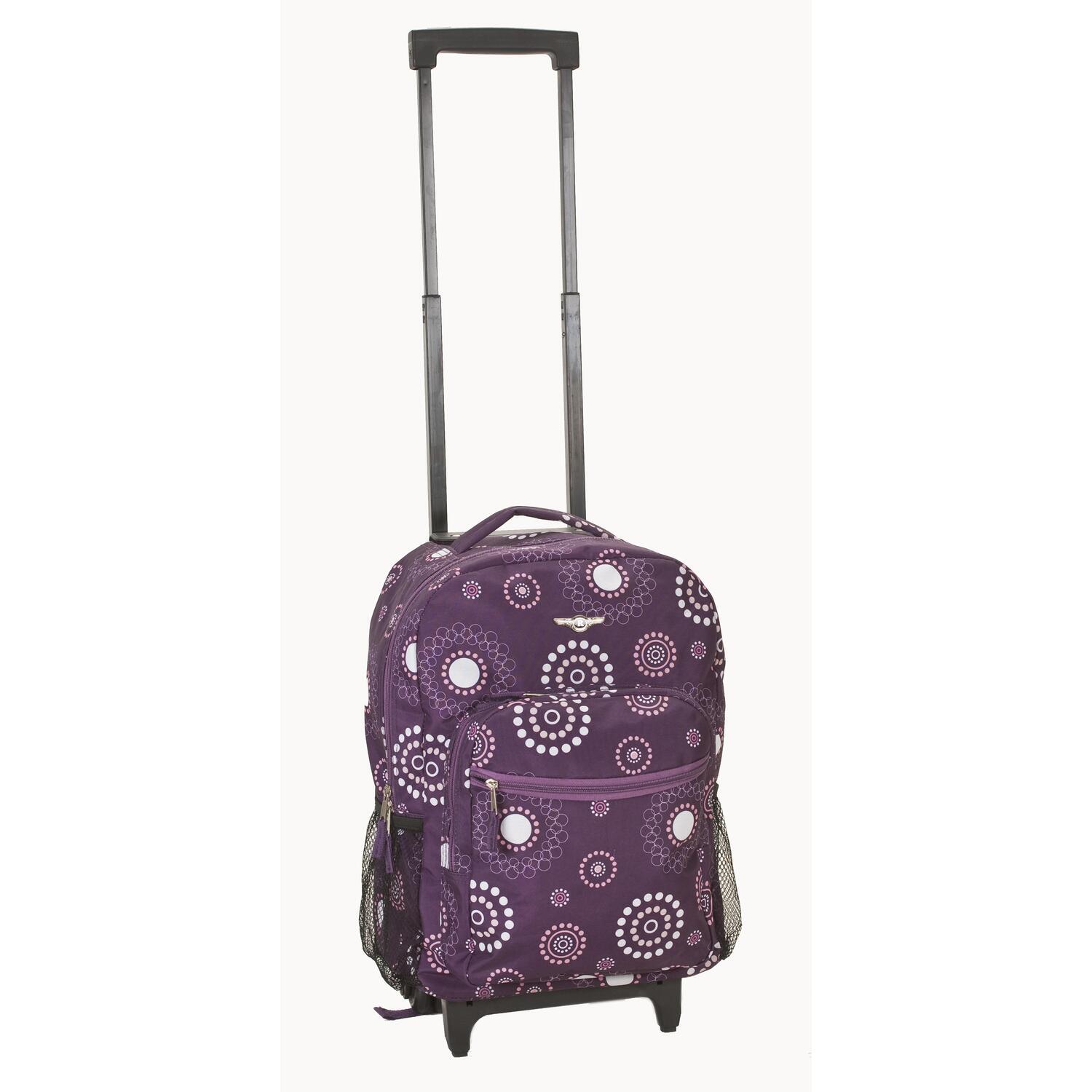 Rockland Luggage 19" Rolling Backpack Purple Pearl 17 inch