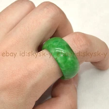 Natural Green Jade Jadeite Ring 19-20mm Men Women Gift Circle Ring Jewelry