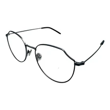 Eyeglasses Round for Women Unique Octagon Frames Silver Black Metal Semi rimless