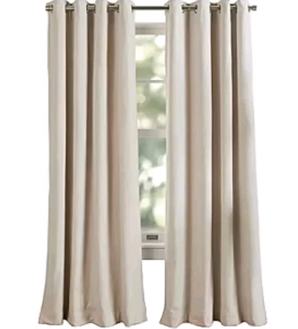 2 Paneles Cortina Martha Stewart Otto Lino Blackout 50x84" Oeko Tex Marfil (Par) Foto 2 de 4