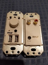 Pyle In-Wall Bluetooth Audio Receiver Dual USB Charger + AUX-Input - White