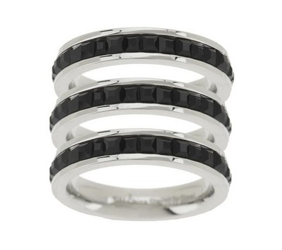 Qvc Stack Rings Size 11 QVC Set of 3 Princess Cut Stack Ring Stainless Steel by Design ...