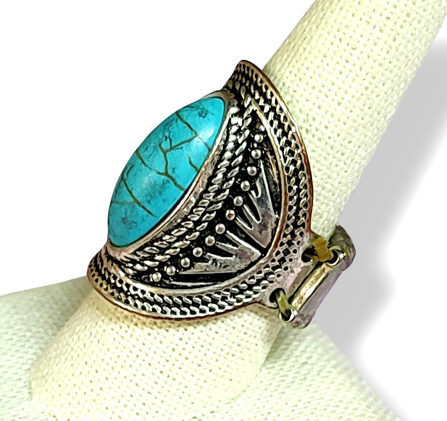 Adjustable Eastern Style Blue Ring - image 3