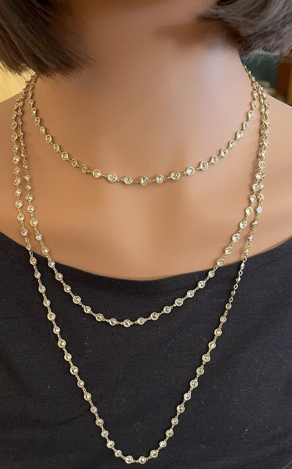 Collar de cadena de diamantes por yarda 63" 25,27 quilates en oro amarillo de 18 k -HM2644SNB