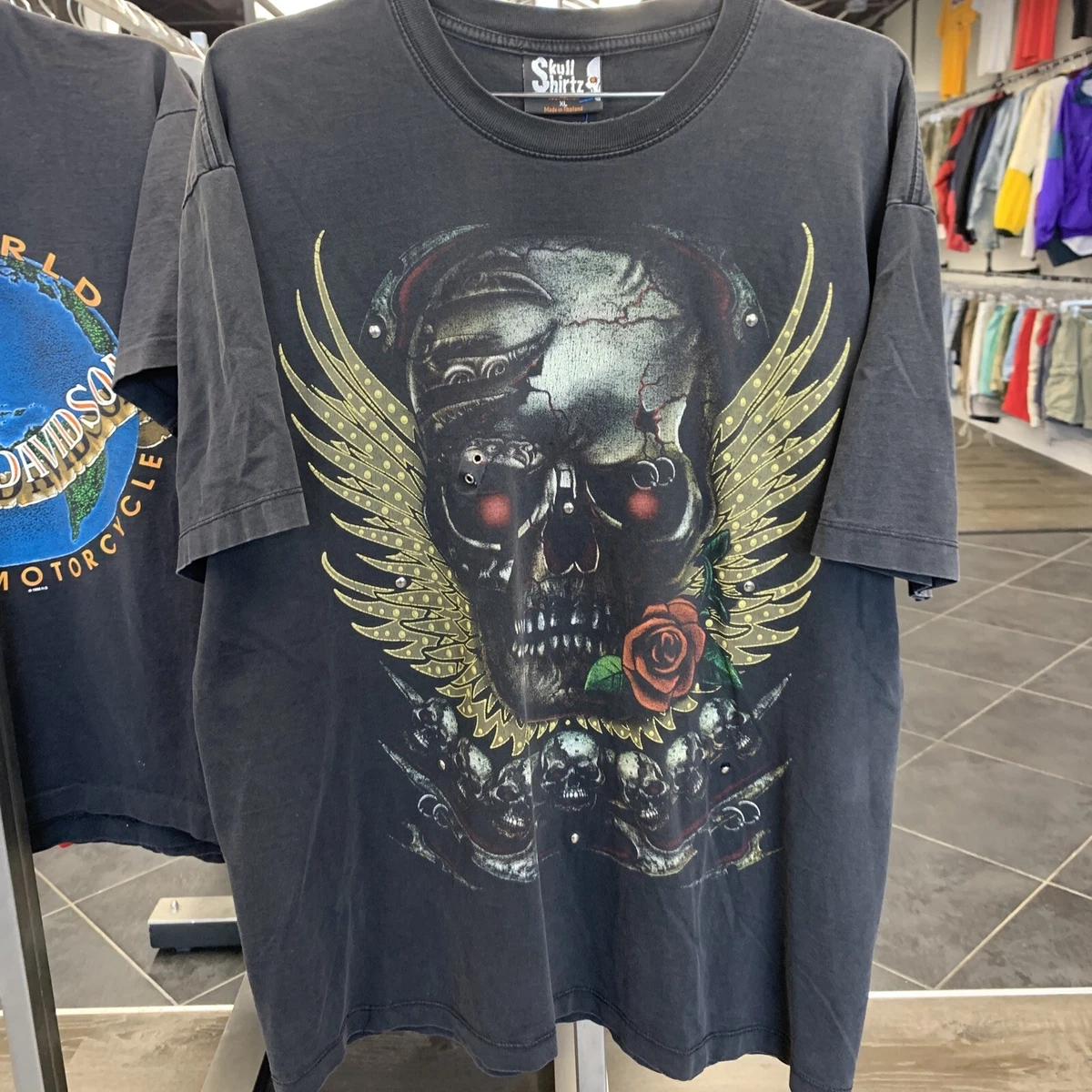 輝く高品質な 00s Skull T-Shirt Studs Shirt Tシャツ/カットソー(半袖