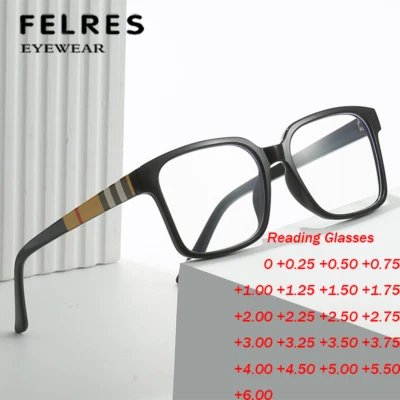 FELRES Quadratische Anti-blaues Licht Lesebrille Damen Modisch klare Gläser Lesegerät