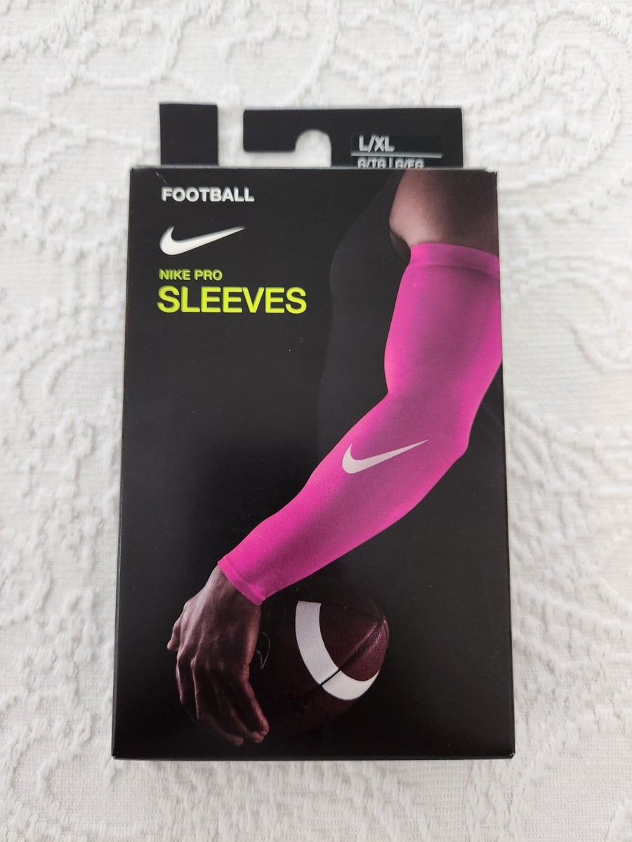 NEW NIKE PRO L/XL PINK FOOTBALL ADULT SLEEVES W/DRI-FIT TECHNOLOGY