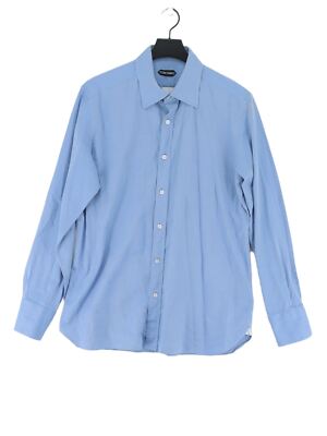 Tom Ford Herren Hemd Brustumfang: 42 in Blau 100% Baumwolle Basic