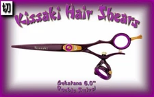 Kissaki 6.0" Gokatana Black Cherry Purple DOUBLE SWIVEL Hair Scissors Shears