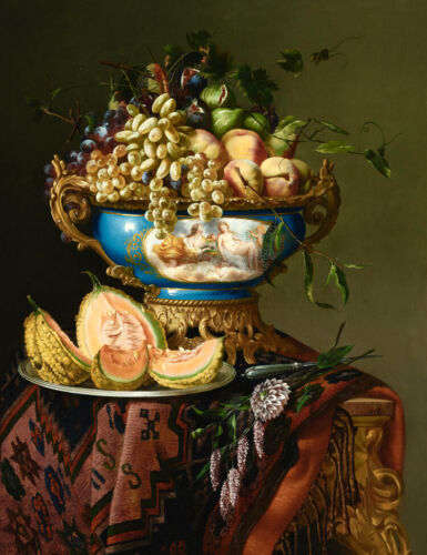 Fruit in a porcelain bowl Giclee Art Oil painting HD printed on canvas L3151 - Picture 1 of 6