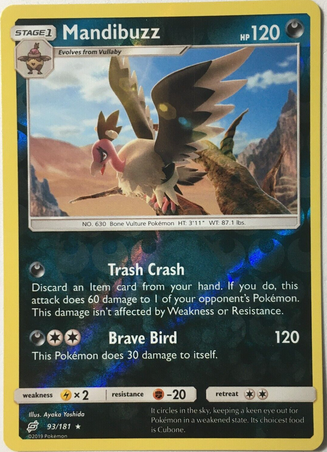 POKEMON MANDIBUZZ 93/181 TEAM UP RARE REVERSE HOLO NEAR MINT