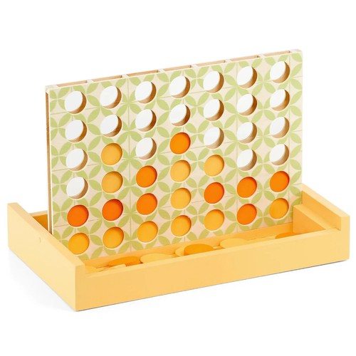 Four In A Row 4 In a Line Wooden Classic Portable Kids Family Fun Board Game