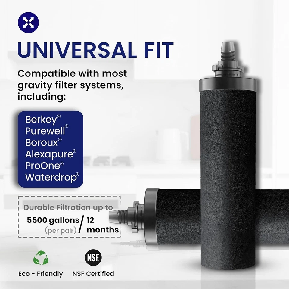 Elementi filtranti al carbonio certificati PHOENIX GRAVITY PF-4 NSF confezione da 2 pezzi di ricambio - Immagine 3 di 4