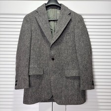 Harris Tweed Grey Herringbone Wool Sport Coat Blazer Young Mans Fancy Union Made