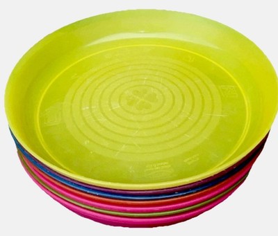 IKEA Multicolor Plastic Dinner Plate Set, Seven-Piece, Kids, Dishwasher Safe
