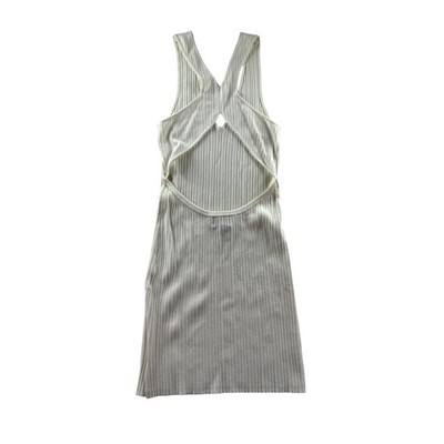 knit dress revolve Michael Costello x Ribbed Cream XS V-Neck Open Back Bodycon Ready-To-Wear-2
