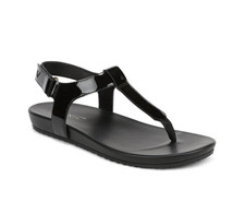NEW VIONIC Women's Palisades Toe Post Ankle Strap Sandal - Black Patent