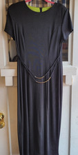Scarlet Women's Black White Polka Dot Maxi Dress Cap Sleeve Belted Size 10