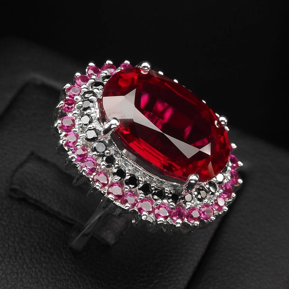 Favolosi anelli placcati in argento sterling 925 18,10 ct con spinello... - Immagine 3 di 4