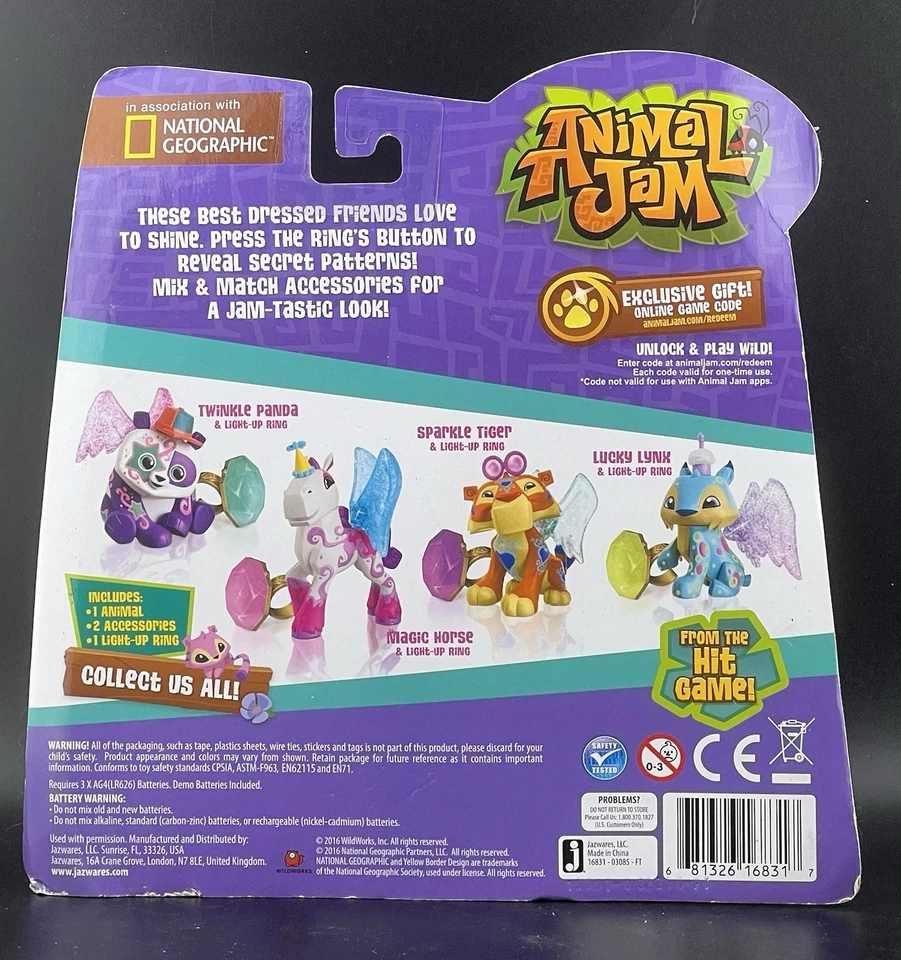 批量 2 件 - Animal Jam Best Dressed Lucky Lynx Twinkle Panda Light Up Ring 全新 — 第 3/4 张图片