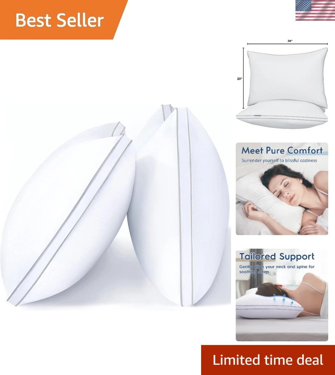 Set - Breathable, Firm Support For Side & Back Sleepers
