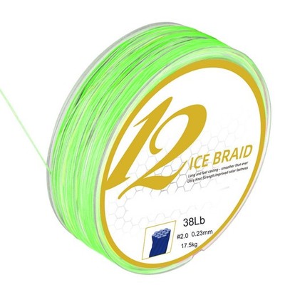 Green PE Fishing Braid 100m 12-Strang Multifilament 15-38lb Teststärke