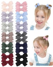 24PCS 2'' Baby Hair Fully Lined Solid Ribbon Mini Clip Bows for Baby Girls