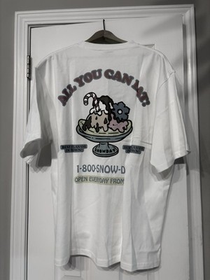 Snowday All You Can Eat Ice Cream Graphic Print Men's White Cotton T-Shirt XL