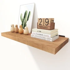 Solid Oak Floating Shelves - 24" Wide X 10" Deep, Heavy Duty Floating Shelf w...