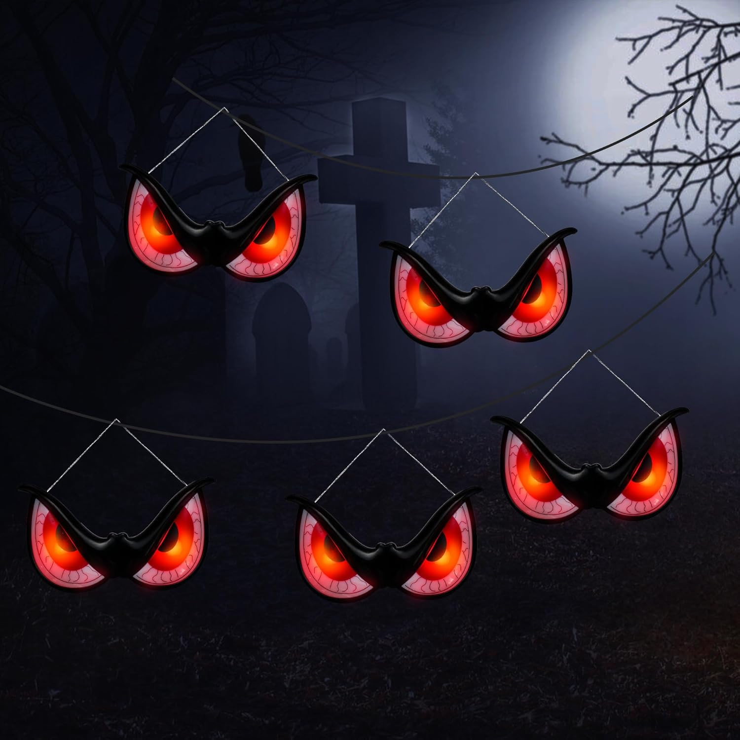 Halloween Decor Flashing Spooky Eyes Lights, Realistic Light-Up Eyes 3 Lighting
