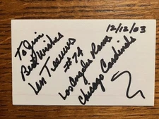 Len Teeuws signed 3x5 index card, Tulane, NFL Rams, Cardinals, D. 2006