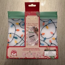 NEW CWC Christmas holiday Reusable Food Storage Bags 6 Pack Cook With Color