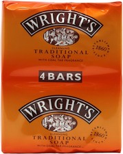 Image of Wright's Traditional Soap with Coal Tar Fragrance 4 Bars 125g each