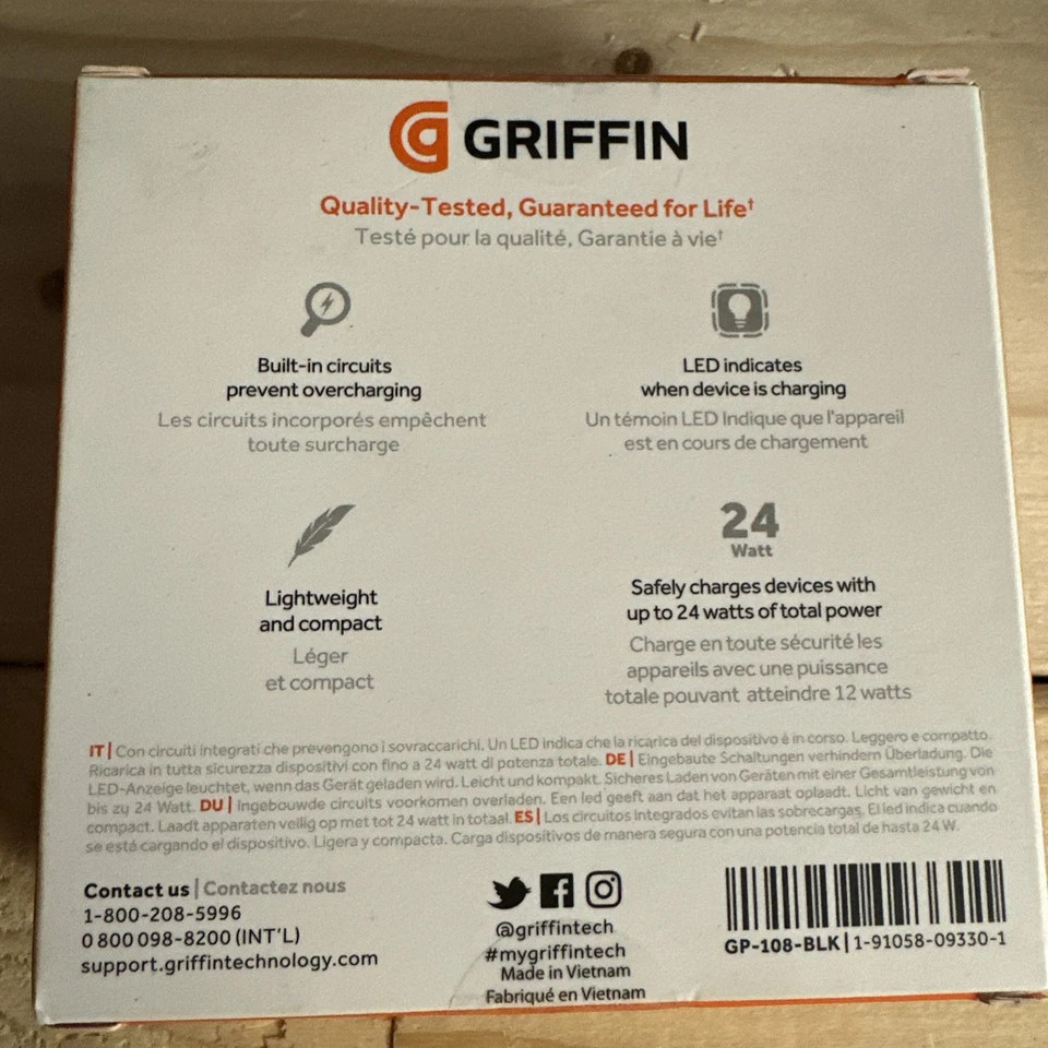 Cargador de coche Griffin, Power Jolt, doble USB-A 24 vatios Foto 2 de 3