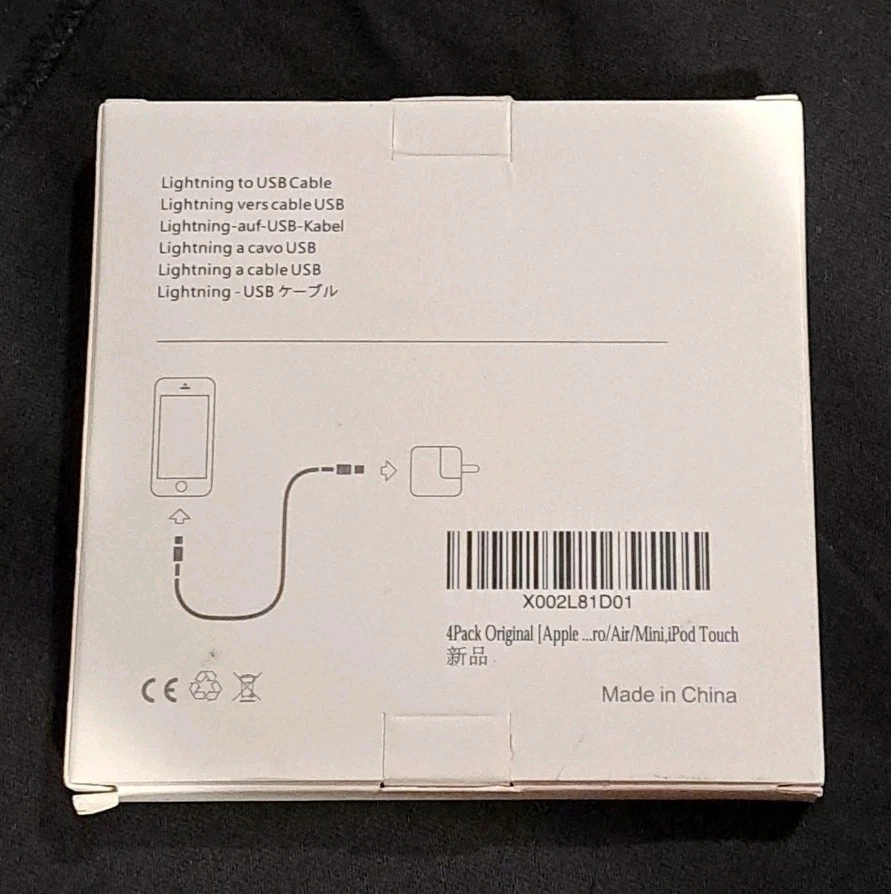 Apple Lightning Cable 4 Pack For iPhone 7 8 Plus 6 + 6s XR Max Usb 1m Supplies - Image 3 of 4