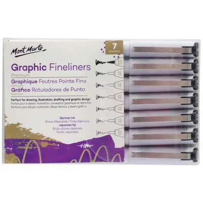Graphic Fineliners Pens Premium Set of 7 pen0005 Writing Drawing Art Supply