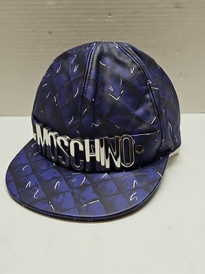 Moschino Shadow Leather Baseball Cap Size L Blue