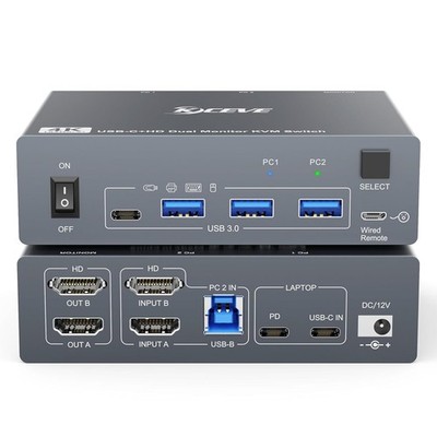 USB C HDMI KVM Switch 2 PC 2 Monitore 4K 60Hz USB 3.0