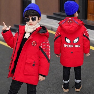 Kinder Jungen Spiderman Kapuzenjacke Wintermantel Parka Oberbekleidung Neu