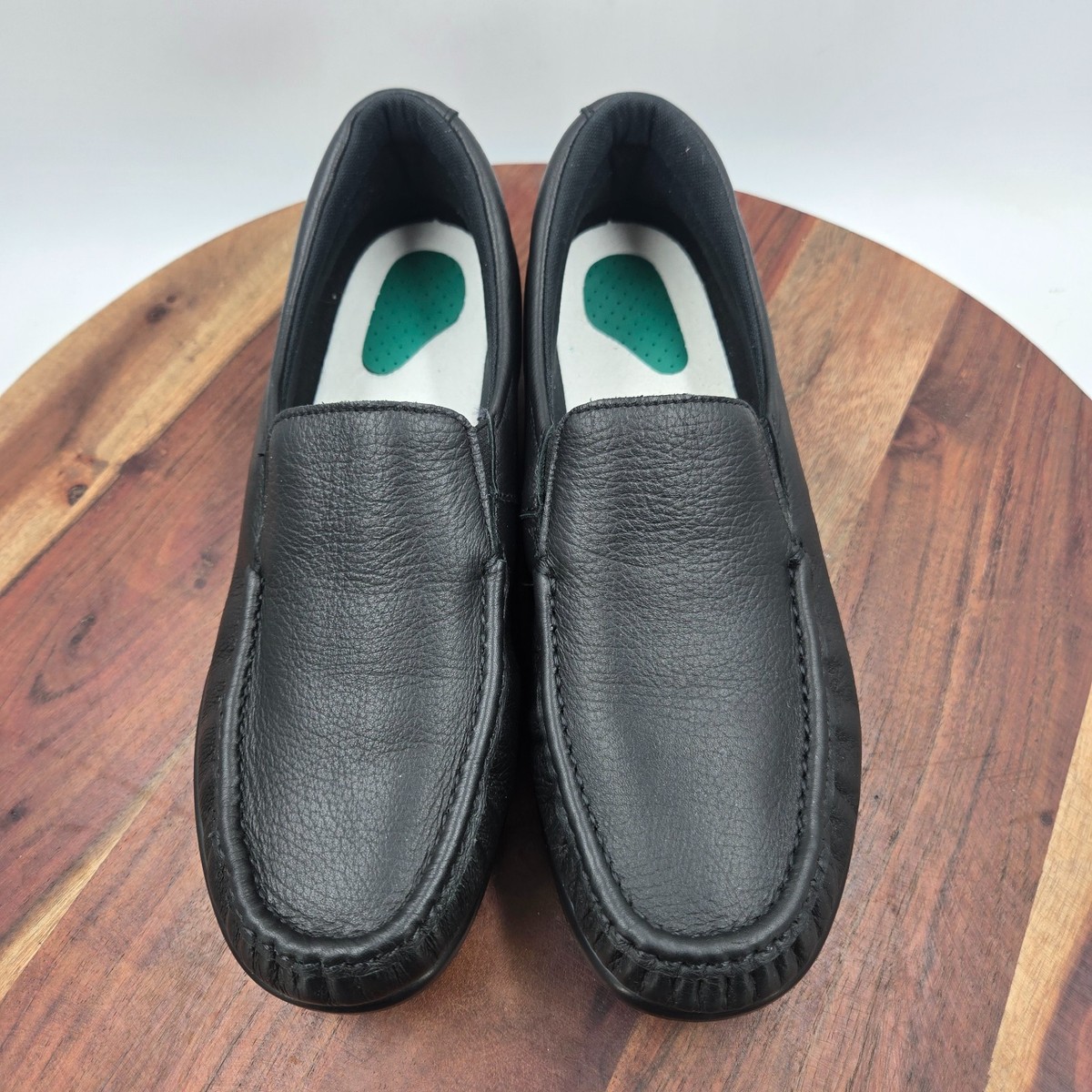 SAS Twin Shoes Women's 10.5M Black Leather Slip On Moc Toe Loafers Career Flats View 3