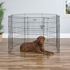 42" Metal Dog Playpen 8 Panel Pet Exercise Pen with Door Indoor Outdoor