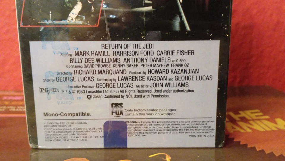 VHS STARWARS TAPE 1990 RETURN OF THE JEDI CBS WATERMARK HTF 7.5+ VGA IGS VG A SW - Bild 3 von 4